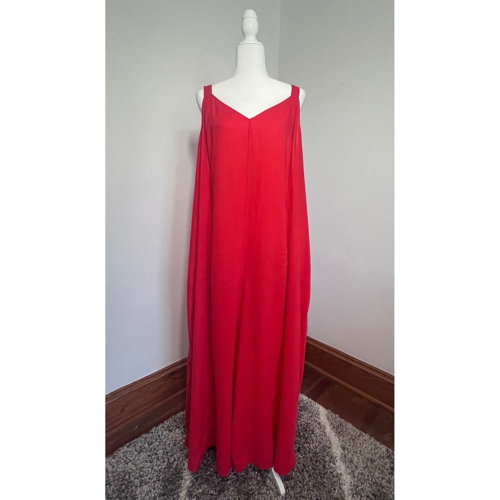 Universal Standard Wide Leg Jumpsuit Womens L Red Linen Blend Minimalist Summer